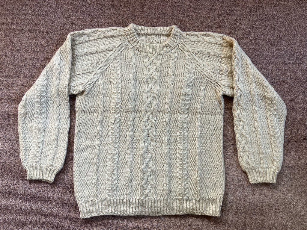 セーター クリーム色 ウール ラングラー袖 ハンドメイド拍卖