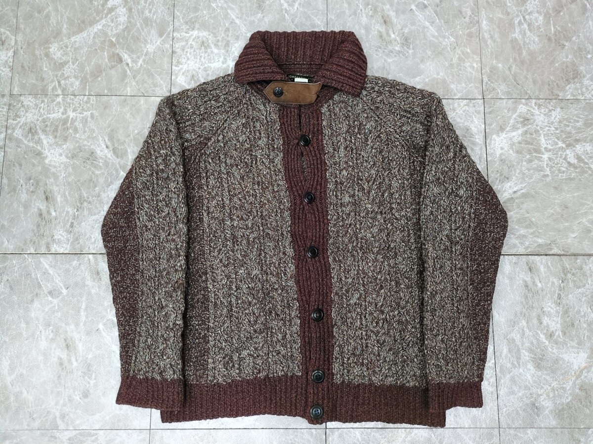 8.TOMMOROW LAND tricot ウール シルク混紡 メランジ ローゲージ ケーブルニットジャケット アウター メンズM y607拍卖