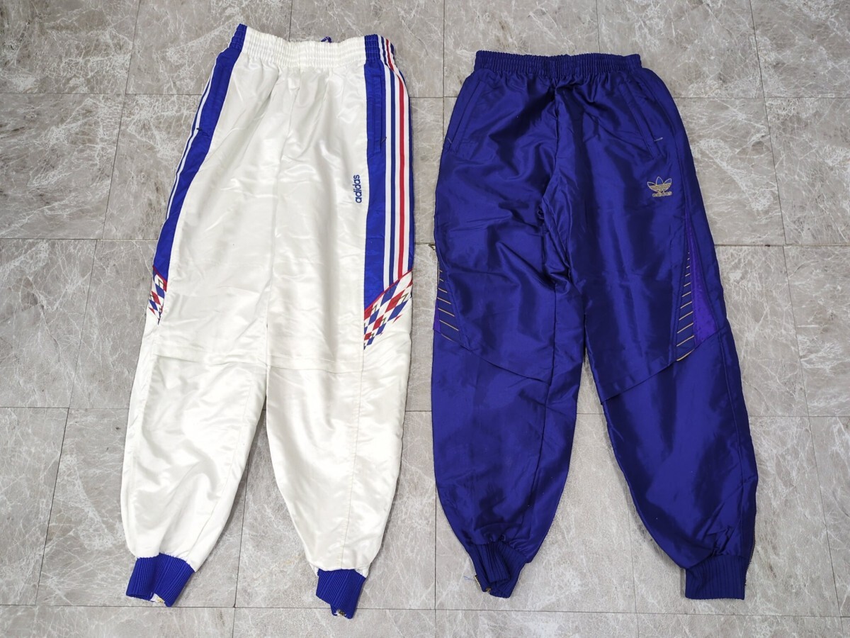 3. 80s90s adidas 2点 2枚 Y2K ヴィンテージ テック ウーブン ベンチレーション ジョガーパンツ アディダス メンズO L 白青赤 y605拍卖