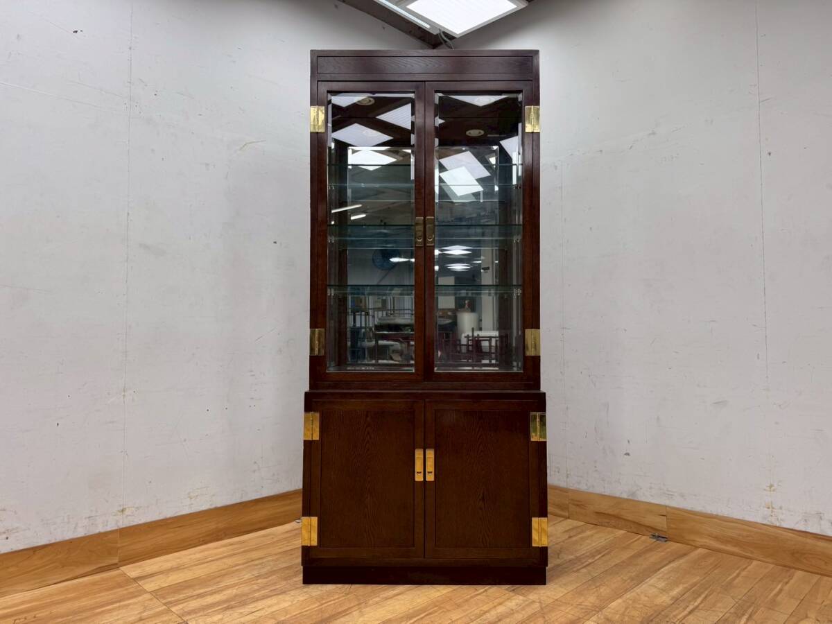 T7633☆美品☆カリモク最高峰☆ドマーニ☆モーガントン☆キャビネット☆飾り棚☆照明付き拍卖