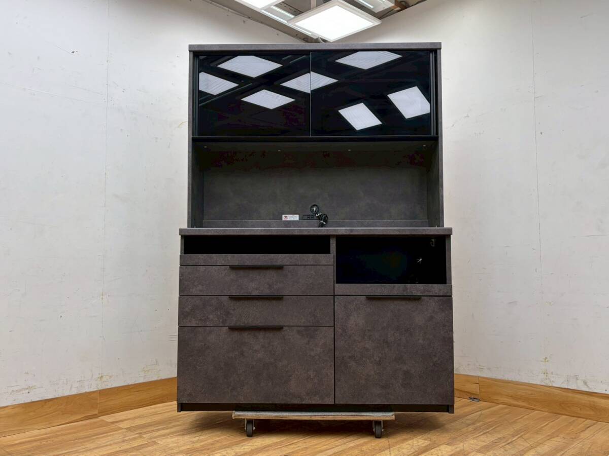 T7690☆展示品☆パモウナ☆食器棚☆キッチンボード☆レンジボード☆W1400☆日本製☆拍卖