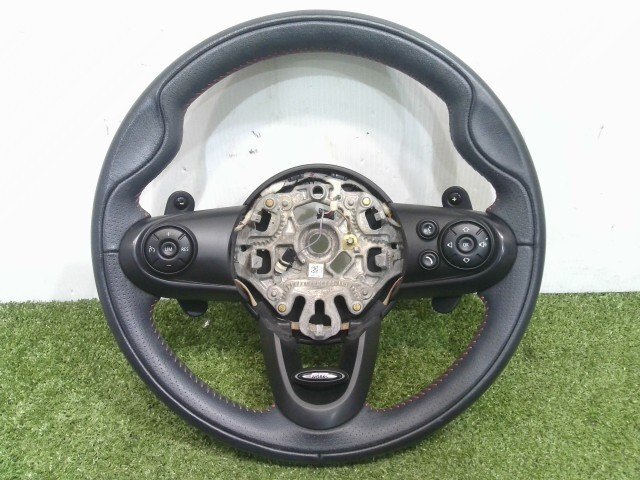 ★ BMW MINI F54 F55 F56 F57 JCW ジョンクーパーワークス 右H 前期 純正 レザー ステアリング ハンドル パドルシフト ジャンク品拍卖