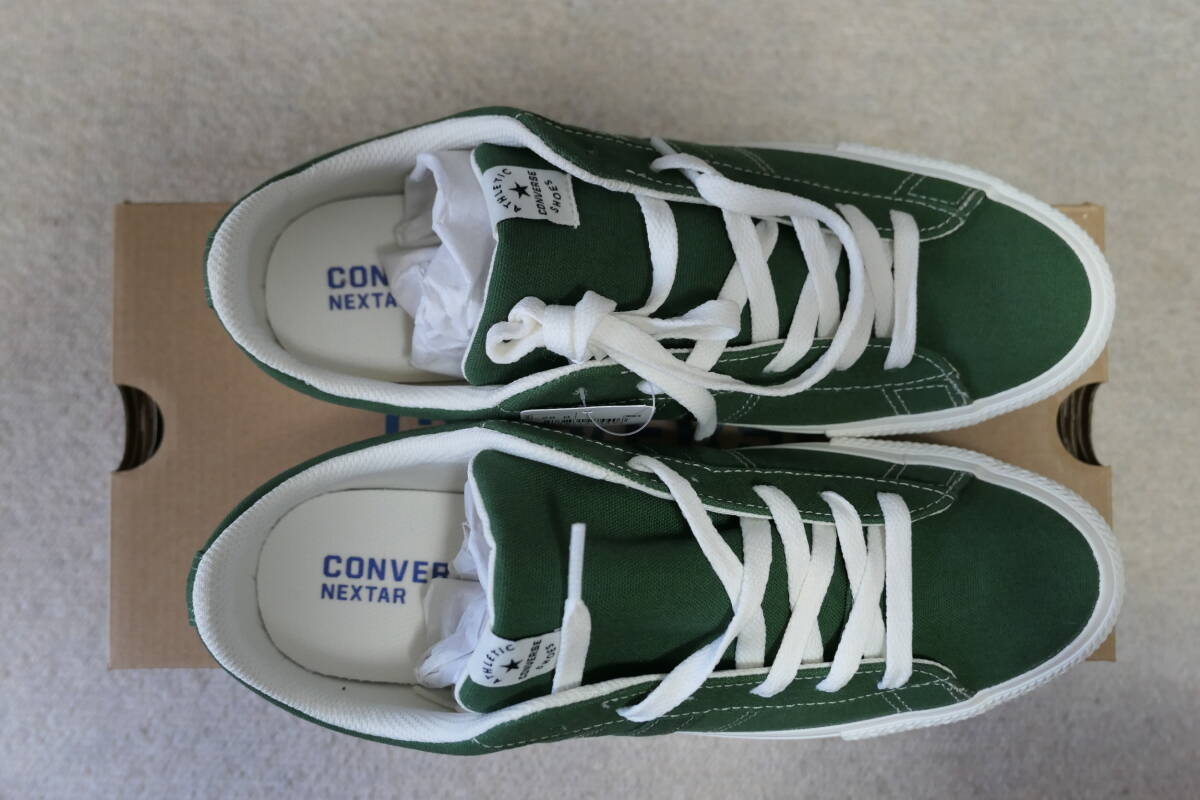 ◆新品(未着用) CONVERSE(コンバース)スニーカー:NEXTAR120 CV OX サイズ7 1/2(26.0cm)グリーン箱付◆拍卖