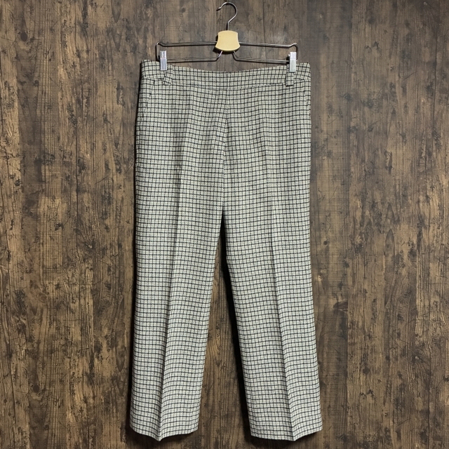 C46◇CORDIER | コルディア チェック柄クロップドパンツ ブラウン×ベージュ レディース 3サイズ 中古品拍卖