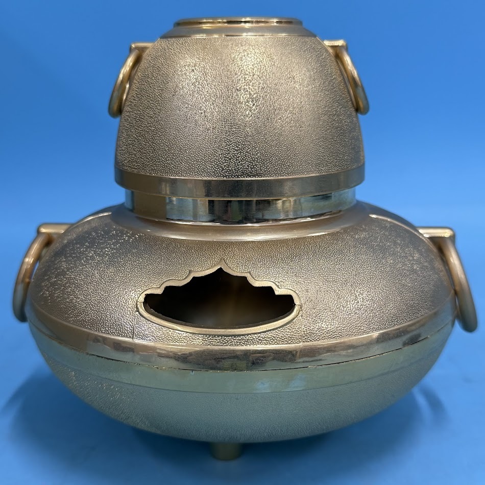 【B676-10】黄金の茶釜 香炉 24KGP 置物 茶器 仏具拍卖