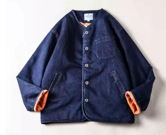 新入荷アメカジ デニム ライナージャケット カバーオール メンズ 男前 藍染 厚手 キルティング 大きいサイズ レトロ 3XL拍卖