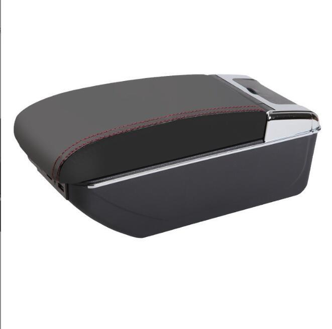 新入荷汎用アームレスト付コンソールボックス USBポート(前3口,後4口) カラー黒 / ドリンクホルダースマホ充電 小物 収納 カー用品拍卖