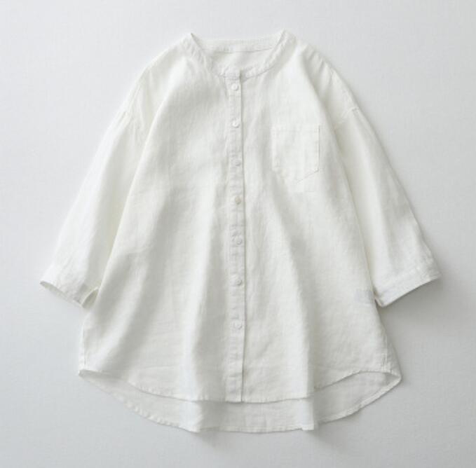 新入荷サイズ選択可 春夏 綿麻 シャツ リネン 7分袖 シャツブラウス 麻混 トップス 大人 ゆったり 大きいサイズ拍卖