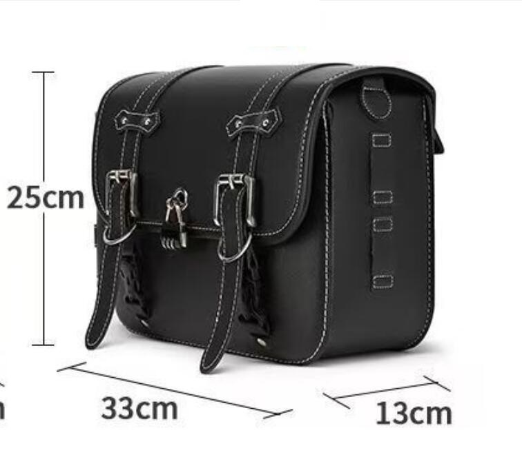 新入荷サイドバッグ 左右2個セット バイク用シートバッグ PU 南京錠付き 防水 鍵 ケース 小物入れ ツーリング 33*25*13cm (ブラック)拍卖