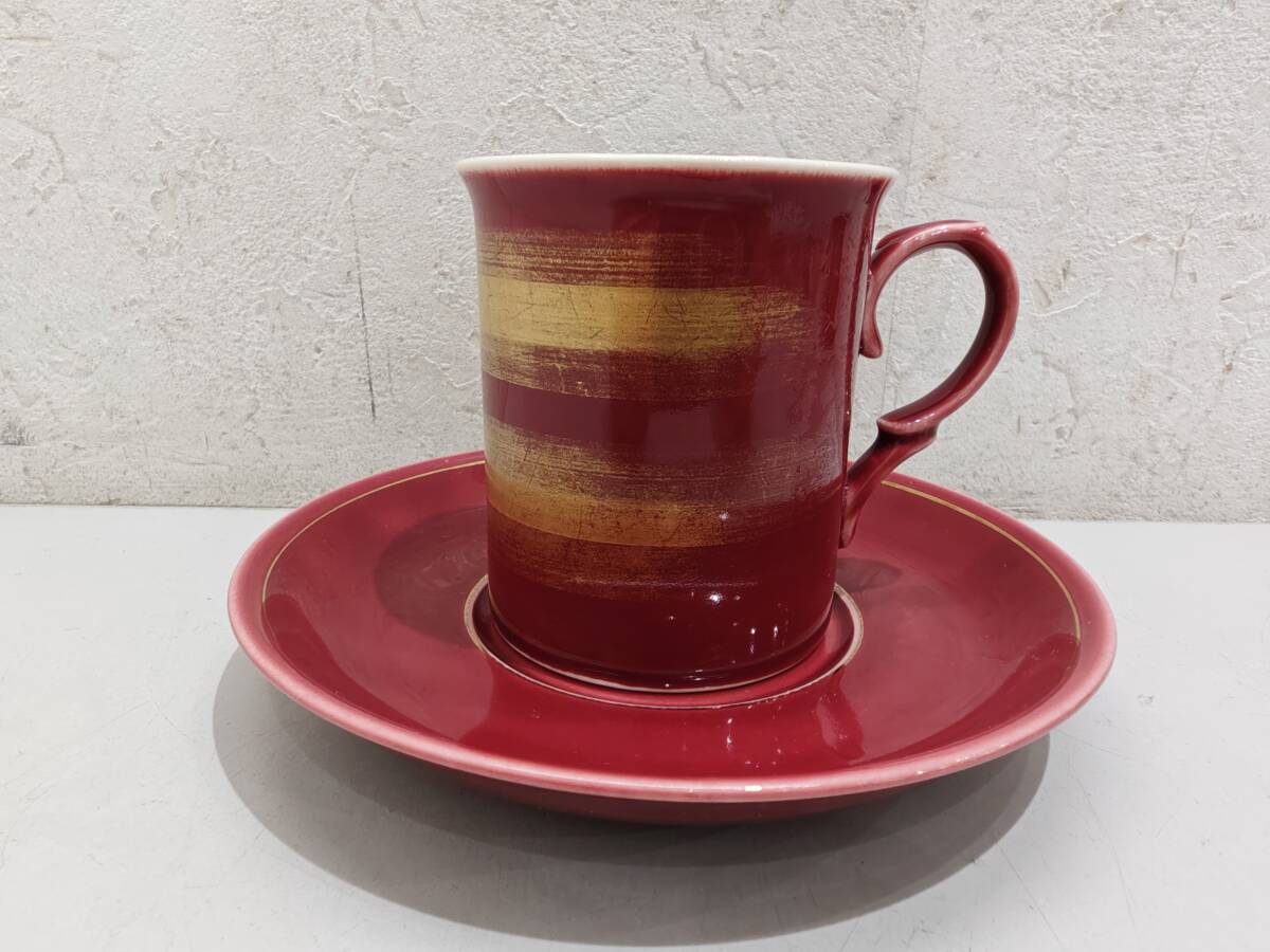 71100★九谷焼 コーヒーカップ ソーサー レトロ 改伯 伝統工芸 金彩拍卖