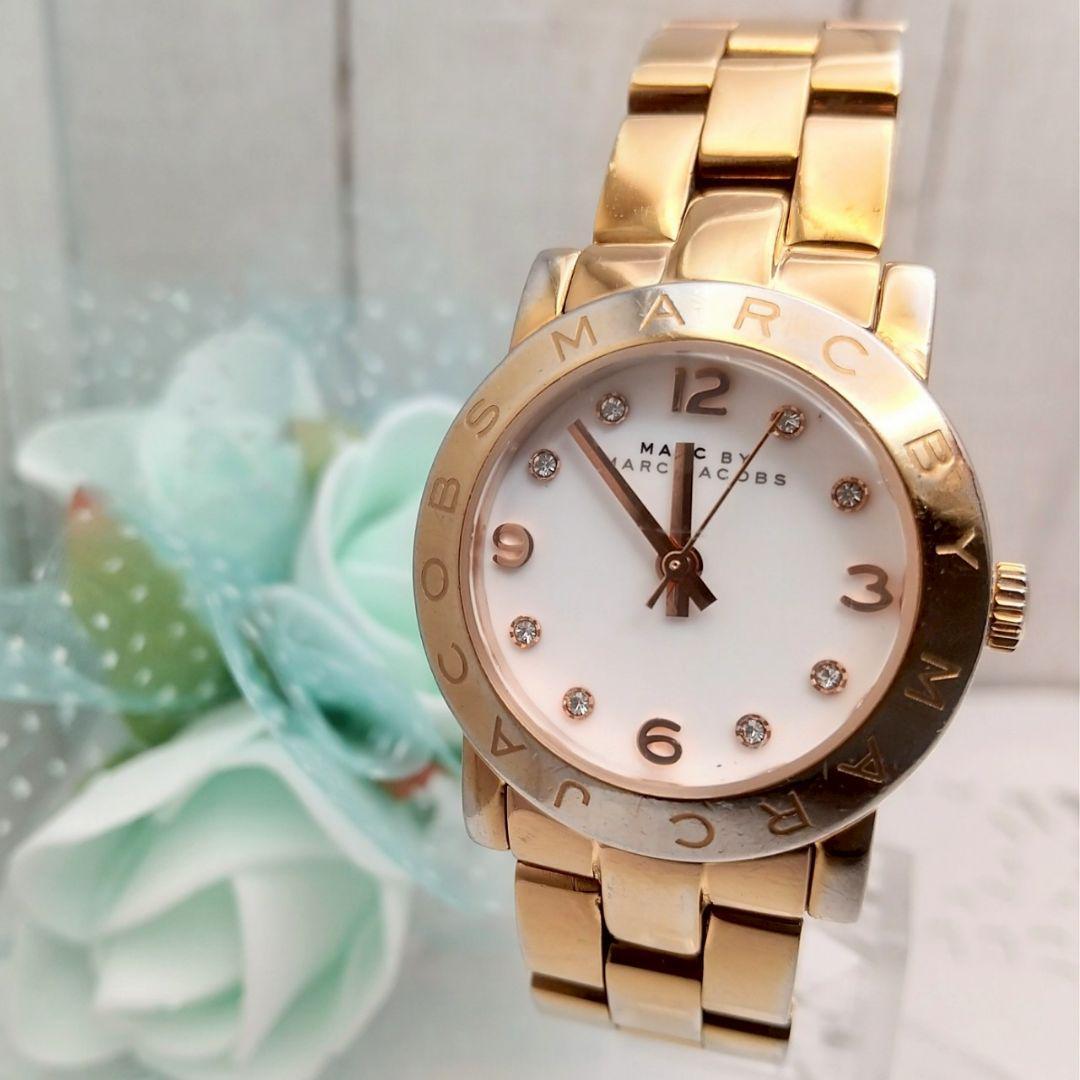 稼働品 マークジェイコブス 腕時計 レディース ストーン付 クォーツ式拍卖