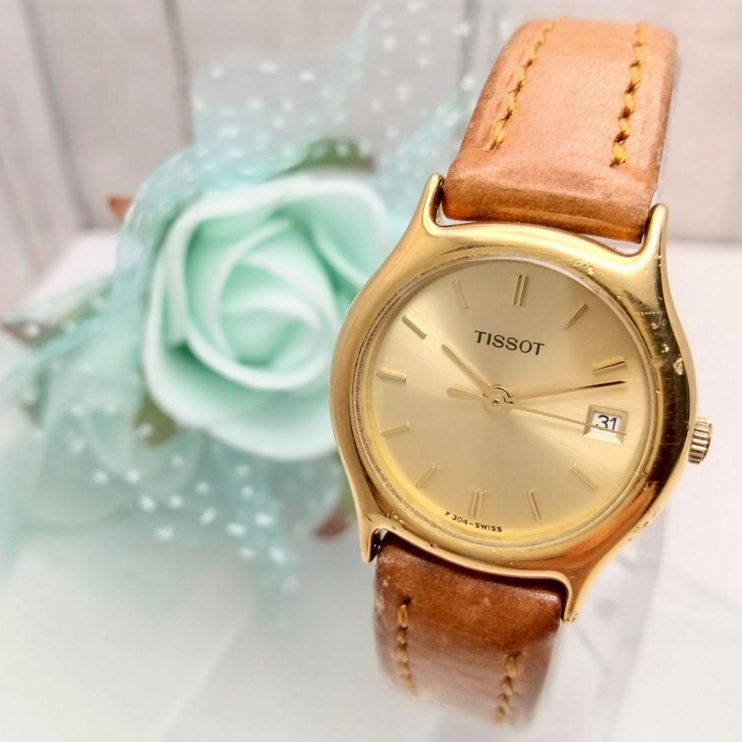 ティソ デイト機能付き 腕時計 レディース クォーツ式拍卖