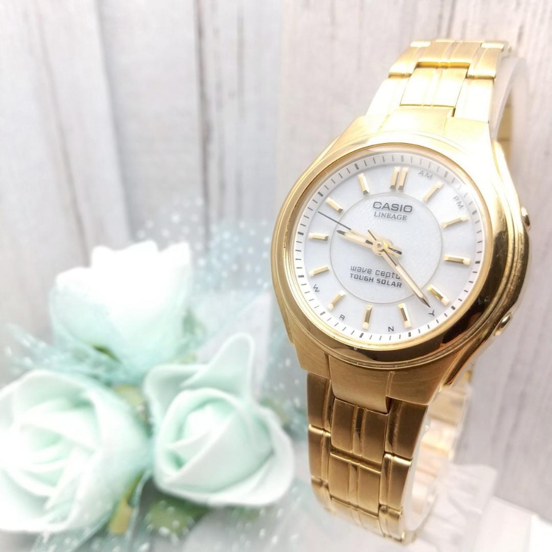 稼働品 カシオ(リニエージ) 電波ソーラー 腕時計 レディース拍卖