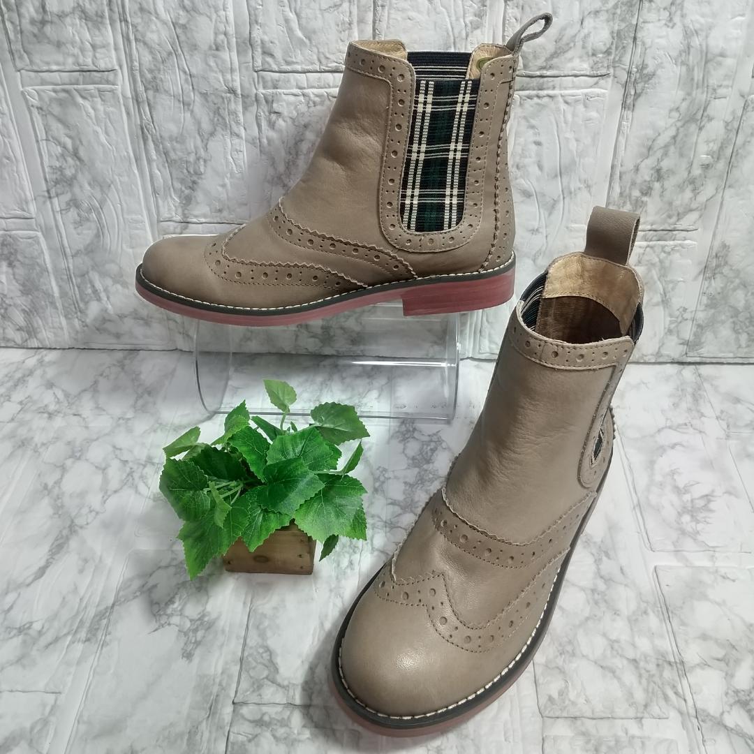 KISCO キスコ サイドゴアブーツ 22.5cm ショートブーツ 本革拍卖