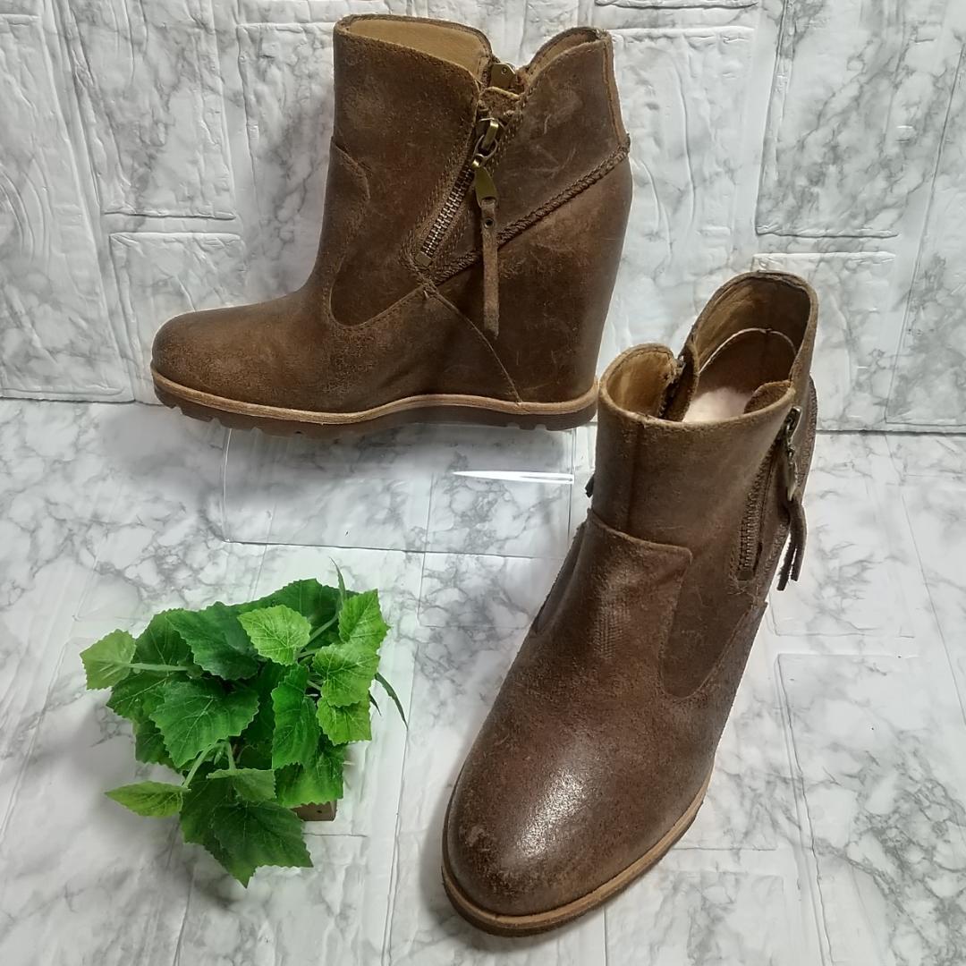 UGG ショートブーツ ハイヒール 22cm サイドジップ拍卖