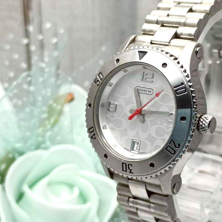 稼動品 コーチ ダイバーズウォッチ レディース デイト機能 シグネチャー柄拍卖