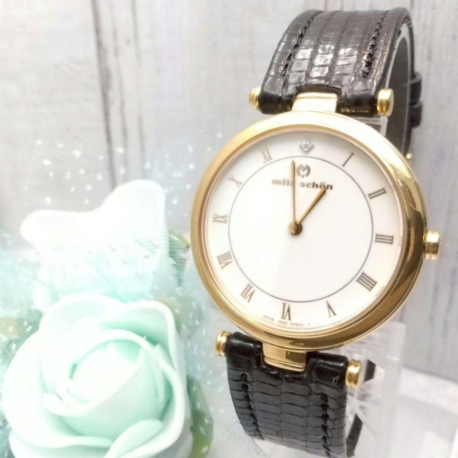 稼働品 ミラ ショーン 1Pストーン付き 腕時計 レディース拍卖