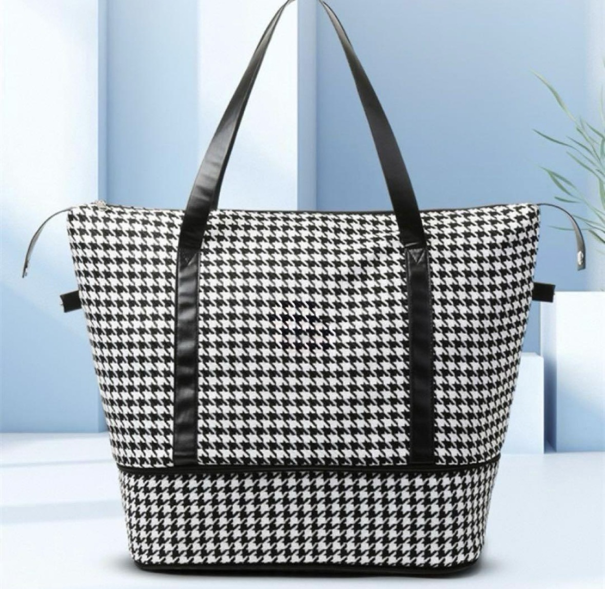 ボストンバッグ 千鳥柄 トートバッグ 大容量 旅行 新品 可愛い 防水 軽量 黒拍卖