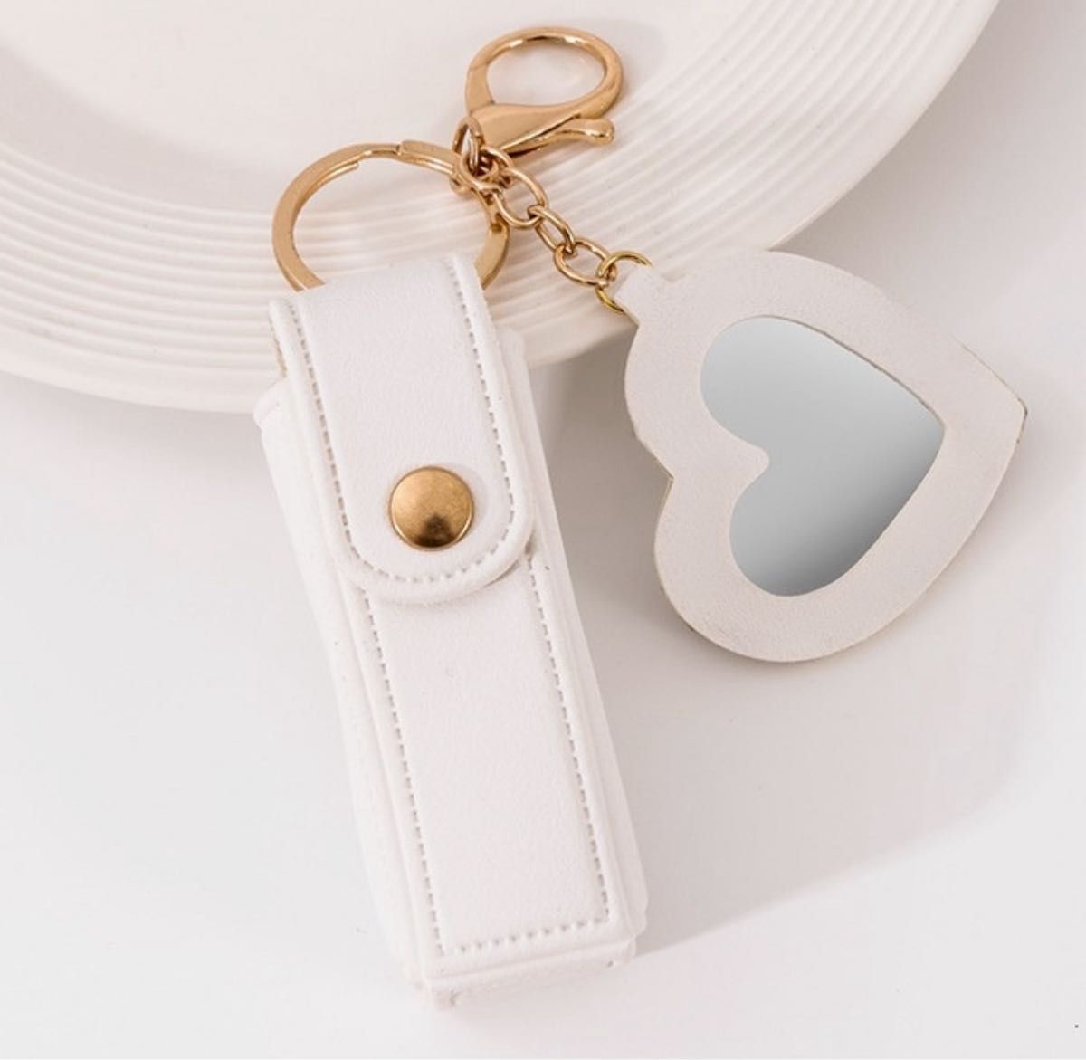 リップケース 印鑑ケース 白 水色 黒 小物ケース 万能 ミラー ハート 可愛い チャーム 小物入れ グミ ケース拍卖