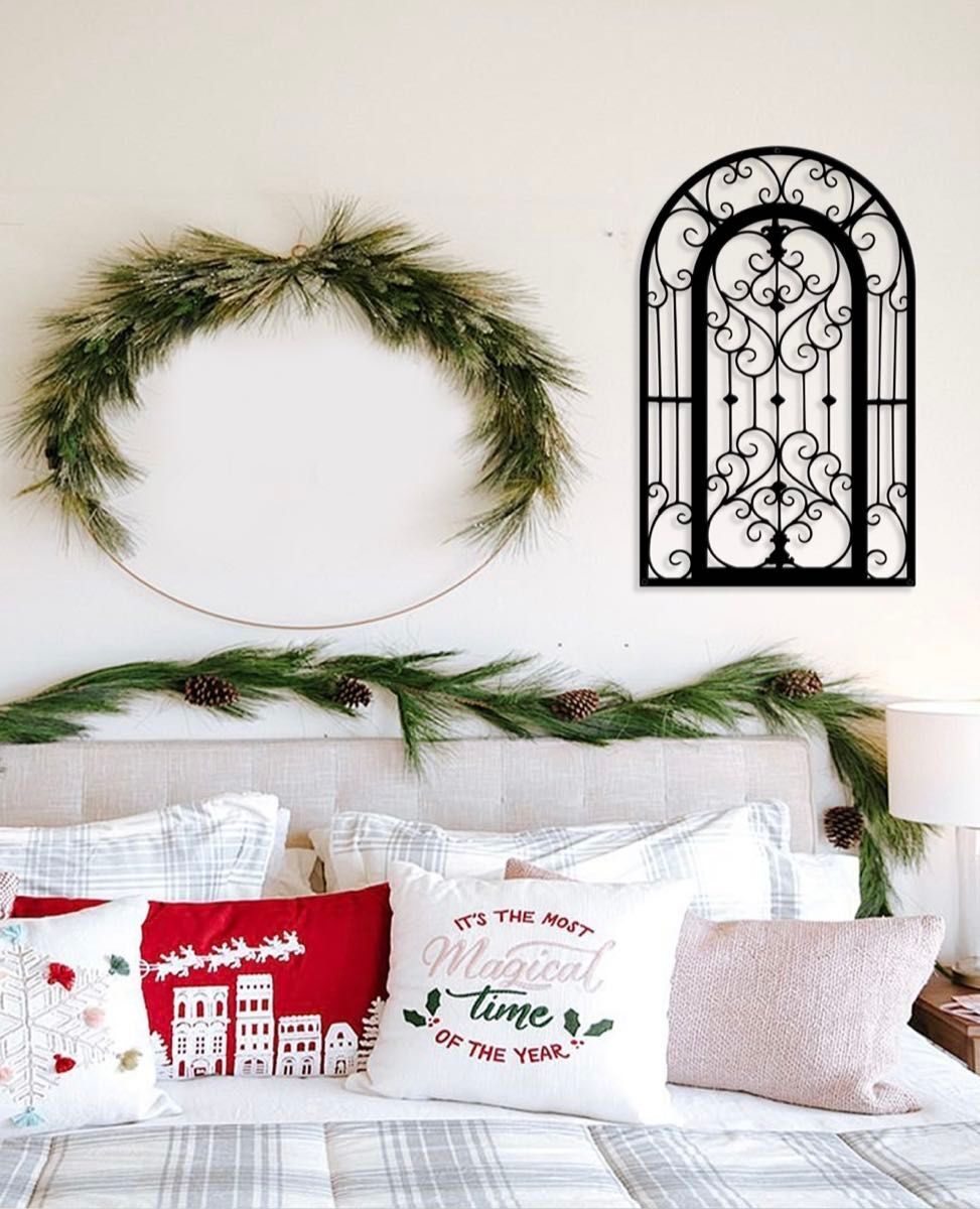 アイアン製 窓 黒 アーチ型 インテリア 壁掛け レトロ ガーデニング 庭 黒拍卖