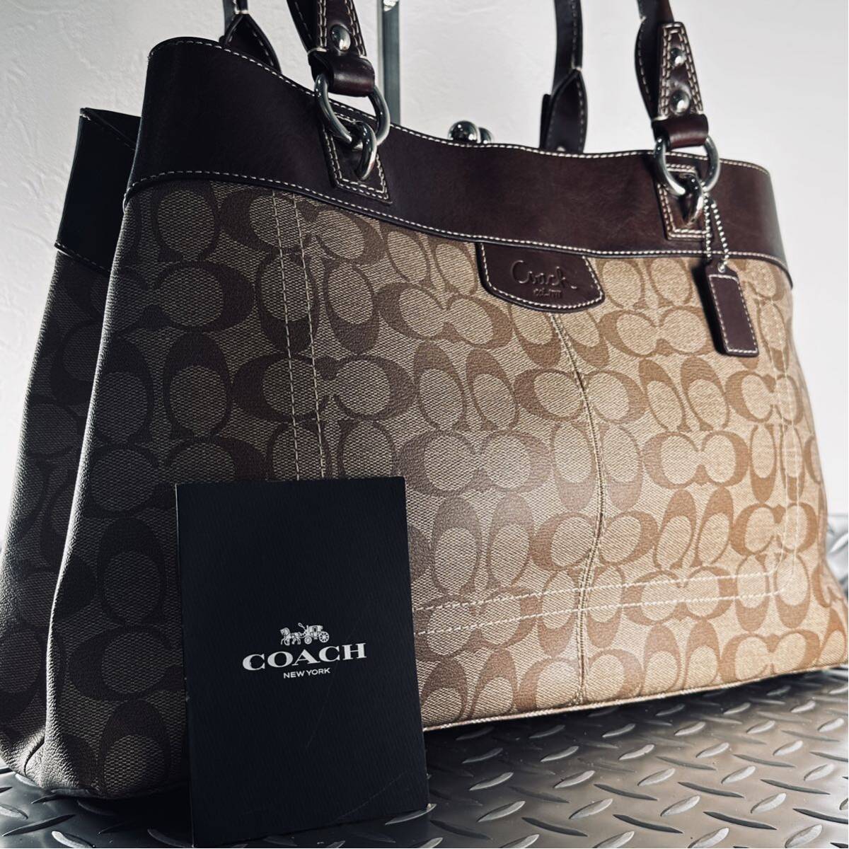 1円■極美品■COACH コーチ■トートバッグ ビジネスバッグ 大容量 A4 メンズ レディース PVC レザー ハンドバッグ 肩掛け拍卖