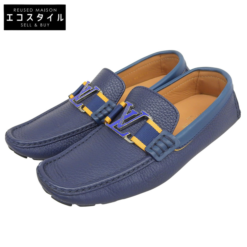 LOUIS VUITTON ルイヴィトン モンテカルロライン レザー LVロゴ ドライビング シューズ メンズ ネイビー 6 1/2 6.5 1A8F4K拍卖