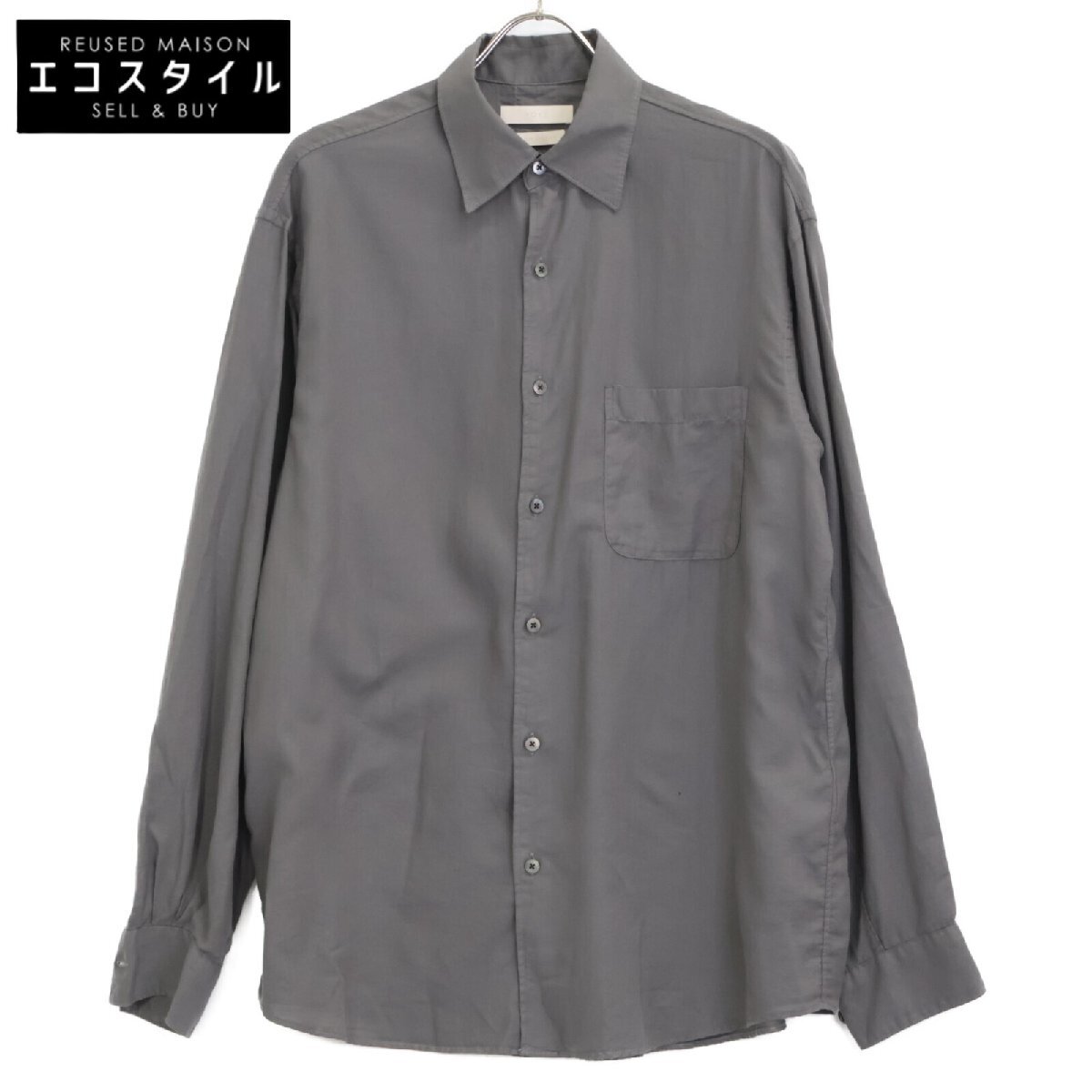 YORK ヨーク グレー GARMENT DYED COTTON SILK TWILL SHIRT グレー 2 トップス コットン メンズ 中古拍卖