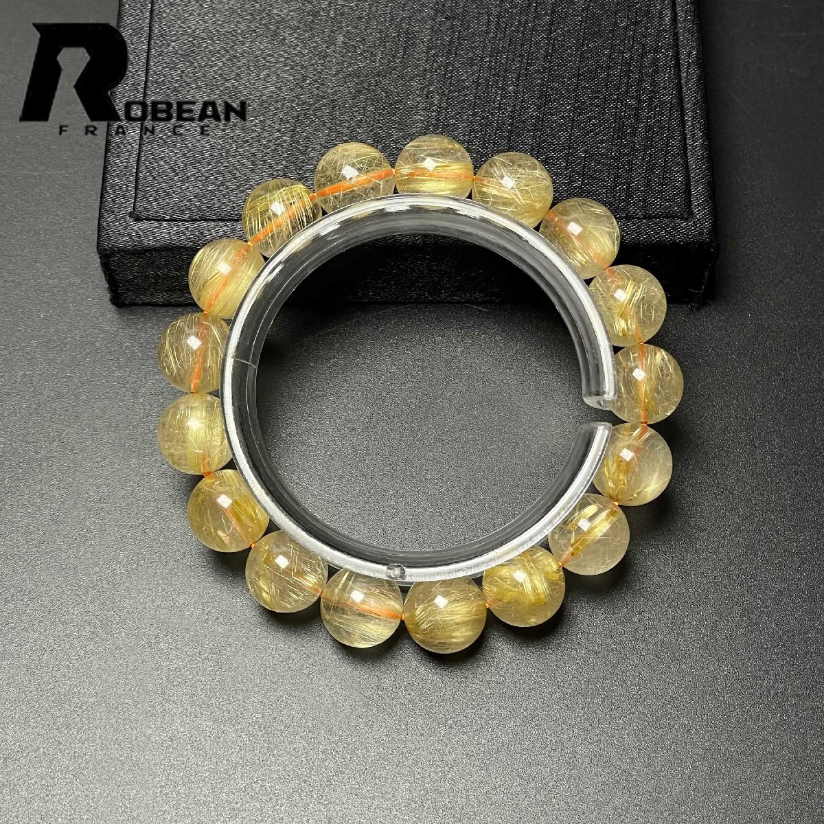 貴重 EU製 定価25万円★ROBEAN・極!極満針ルチルクォーツ★ブレスレット パワーストーン 天然石 綺麗 金運 お守り 12.5-12.8mm M085298拍卖