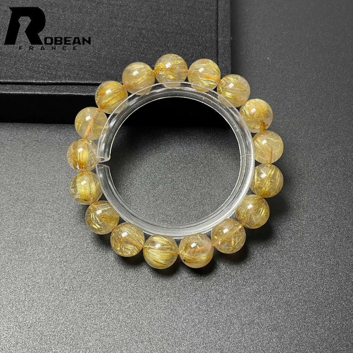 綺麗 EU製 定価20万円★ROBEAN・極!極満針ルチルクォーツ★ブレスレット パワーストーン 天然石 金運 お守り 11.8-12.2mm M0527330拍卖
