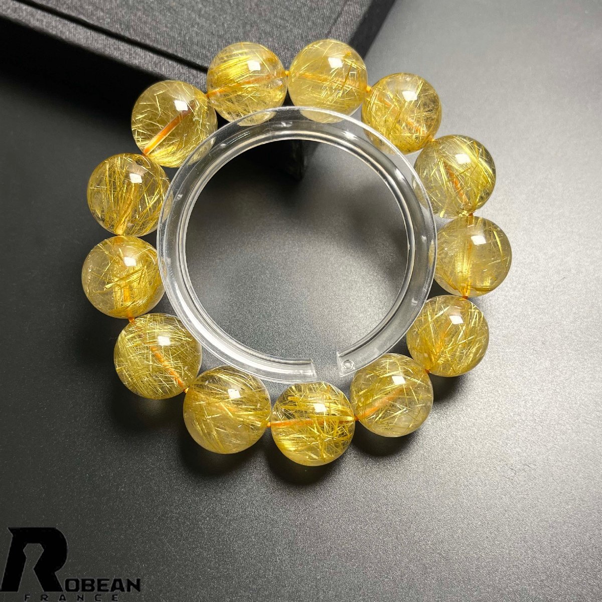 上級 EU製 定価86万円★ROBEAN・極!極満針ルチルクォーツ★ブレスレット パワーストーン 天然石 金運 お守り 16.9-17.7mm K0721853拍卖