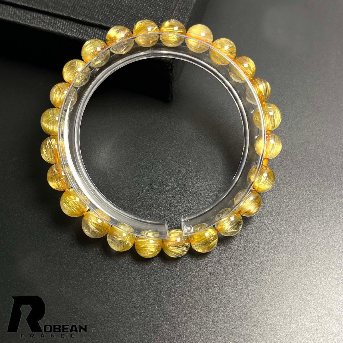 高級 EU製 定価15万円★ROBEAN・極!極満針ルチルクォーツ★ブレスレット パワーストーン 天然石 金運 お守り 7.3-7.9mm K0710803拍卖