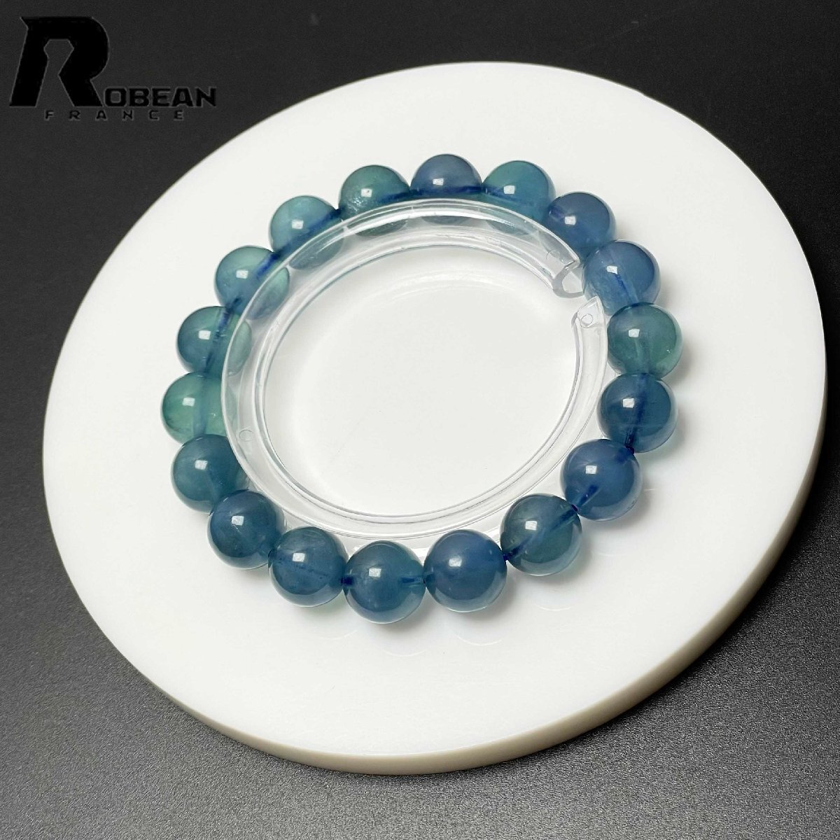 高級 EU製 定価14万円★ROBEAN・ブルーグリーンアクアマリン★パワーストーン ブレスレット 天然石 原石 お守り 11.4-11.8mm M0626684拍卖