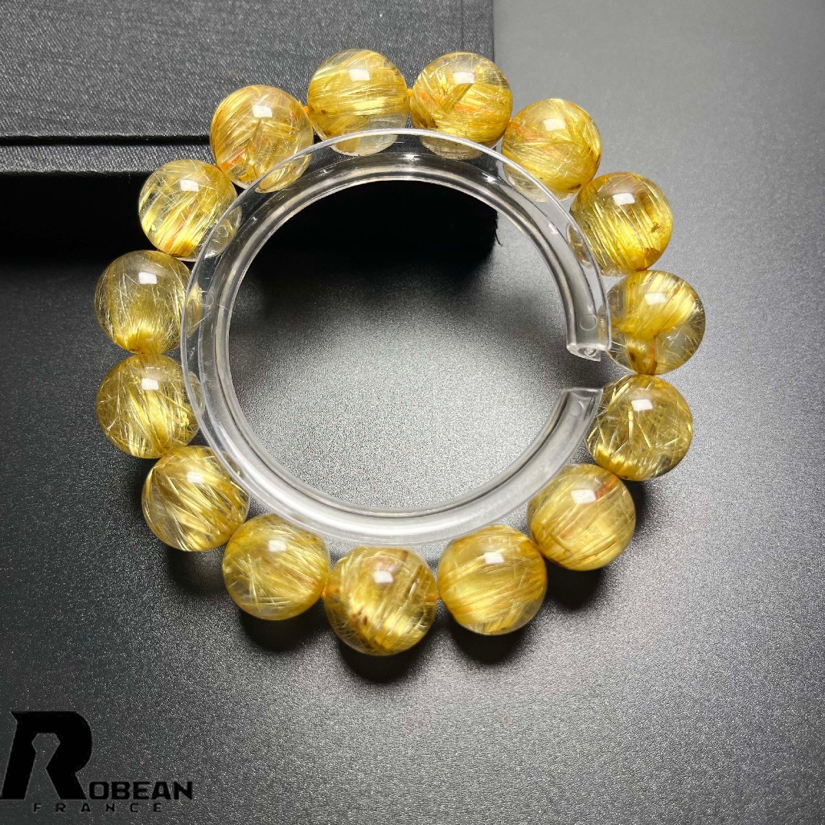 レア EU製 定価276万円★ROBEAN・極!極満針ルチルクォーツ★ブレスレット パワーストーン 天然石 金運 お守り 13.8-14.8mm D0922508拍卖