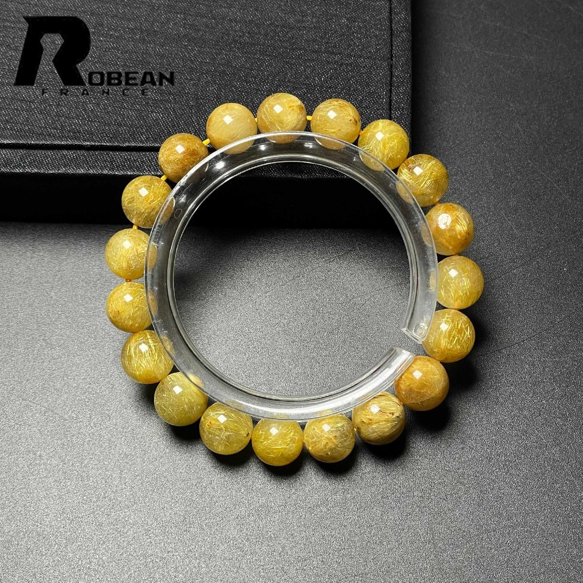 上級 EU製 定価15万円★ROBEAN・極!極満針ルチルクォーツ★ブレスレット パワーストーン 天然石 金運 お守り 9.8-10.4mm M1027867拍卖