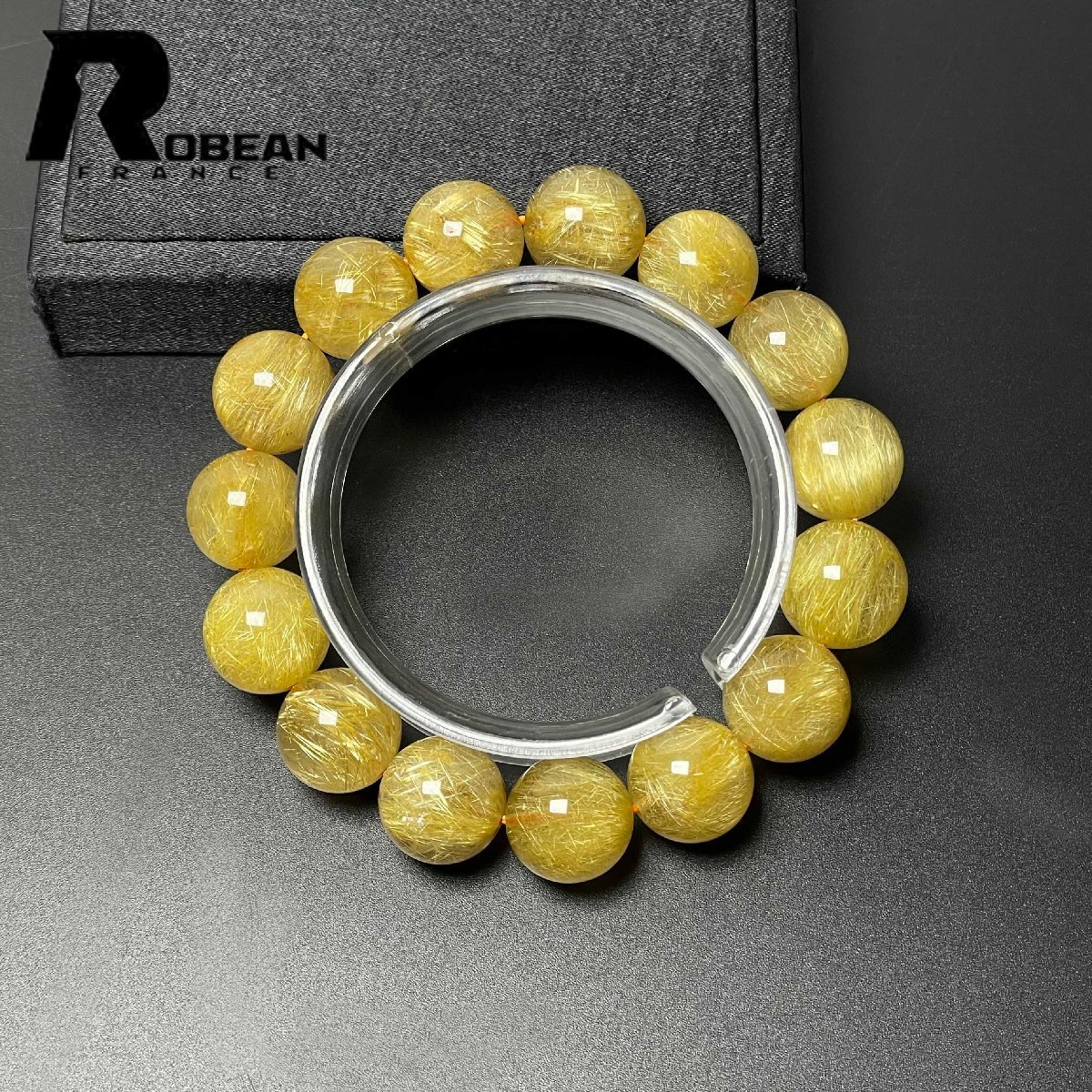 綺麗 EU製 定価54万円★ROBEAN・極!極満針ルチルクォーツ★ブレスレット パワーストーン 天然石 綺麗 金運 お守り 14.9-15.8mm M0716890拍卖