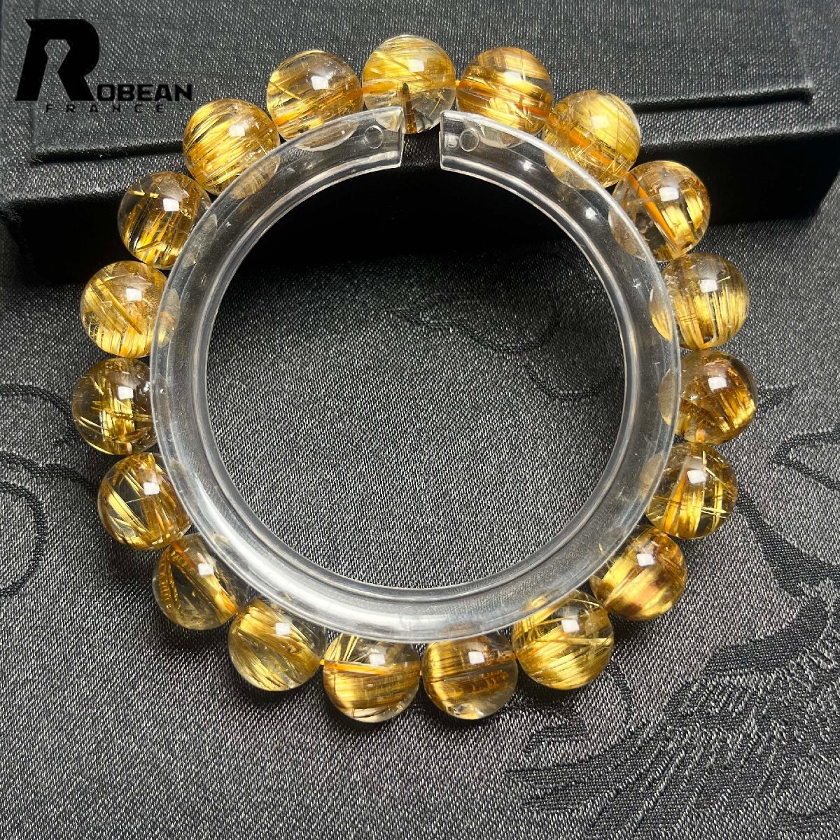 レア EU製 定価200万円★ROBEAN・極!極満針ルチルクォーツ★猫目 ブレスレット パワーストーン 天然石 金運 お守り 10.3-10.8mm D0507601拍卖