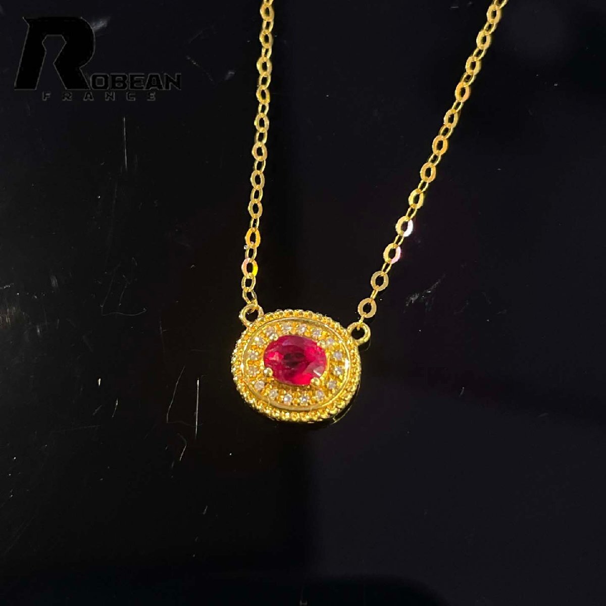 絶賛 EU製 定価71万円★ROBEAN・ルビー・ダイヤモンド・ネックレス★パワーストーン 天然石 綺麗 勝利の石 K18(18金)00113573拍卖