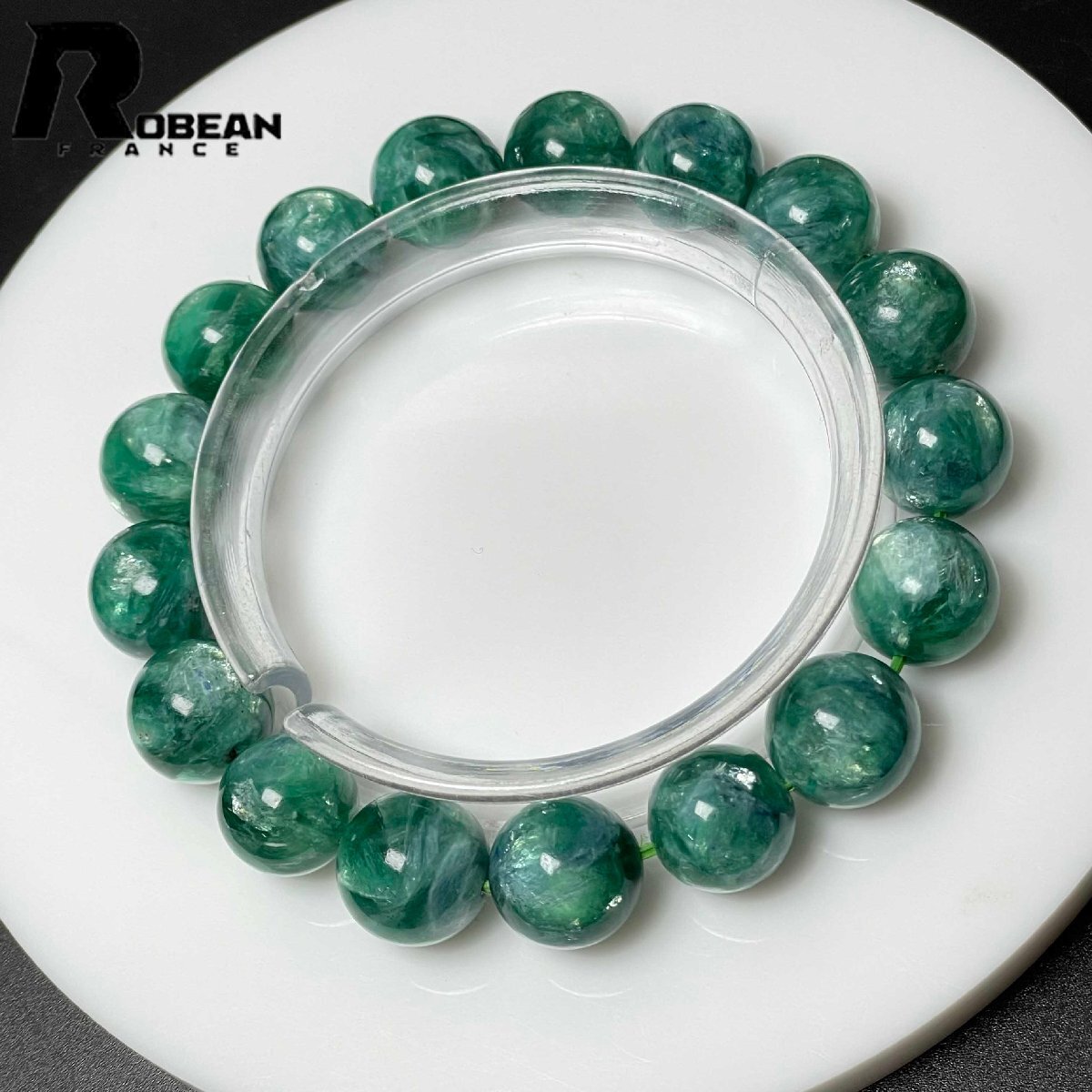 綺麗 EU製 定価55万円★ROBEAN・グリーンマイカ★パワーストーン アクセサリー 雲母石 天然石 きれいめ 約11.9-12.8mm D0228450拍卖