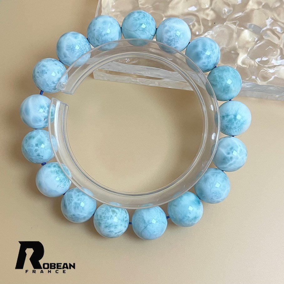貴重 EU製 定価21万円★ROBEAN・ドミニカ共和国産のラリマー★パワーストーン ブレスレット 天然石 開運 金運 綺麗 約11.8mm K0504658拍卖