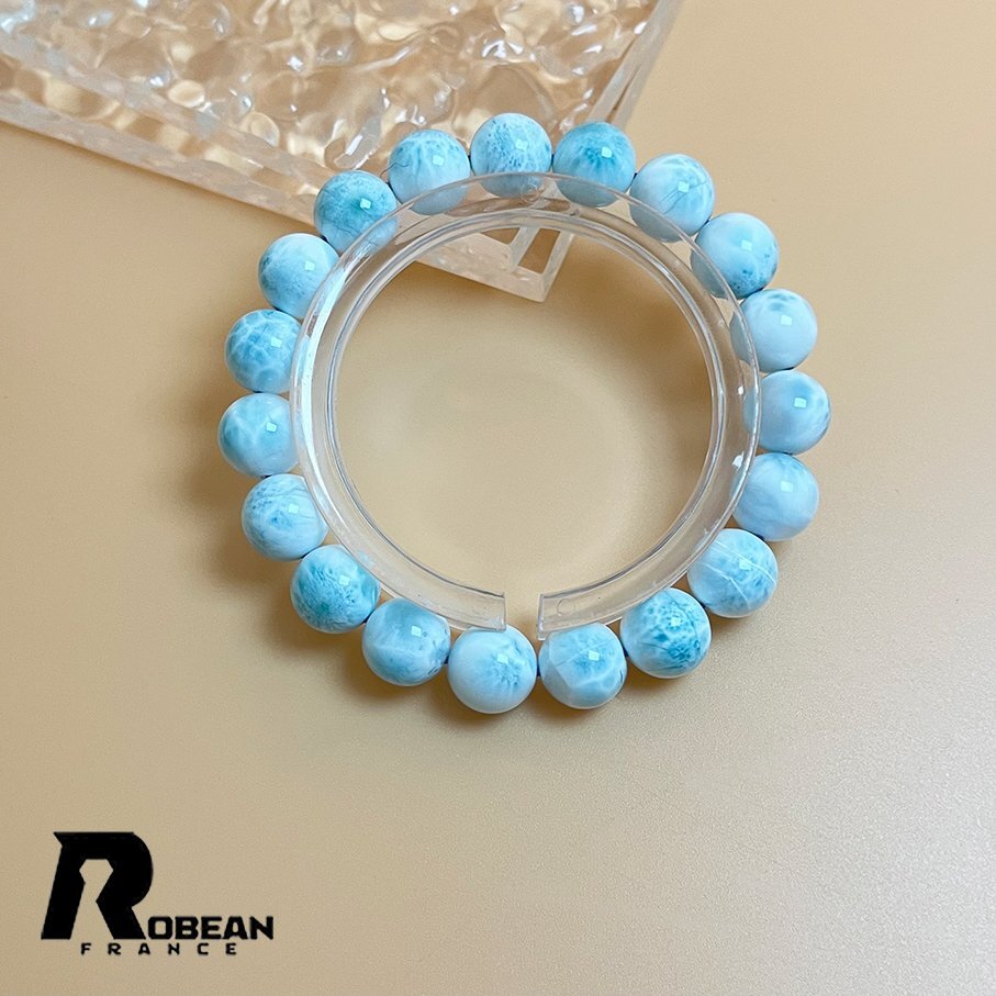 綺麗 EU製 定価14万円★ROBEAN・ドミニカ共和国産のラリマー★パワーストーン ブレスレット 天然石 開運 金運 綺麗 約10.3-10.7mm K1015127拍卖