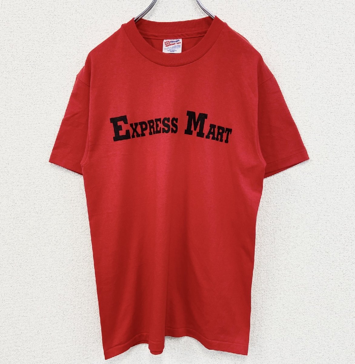 古着 used Hanes ヘインズ 半袖プリントTシャツ EXPRESS MART 赤 カジュアルデザイン レトロ Mサイズ拍卖