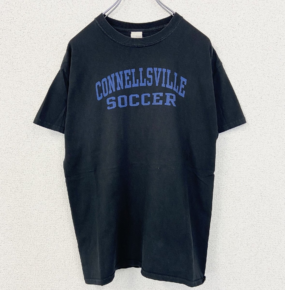 古着 used GILDAN ギルダン 半袖プリントTシャツ クルーネック SOCCER カジュアルデザイン 黒 Mサイズ拍卖