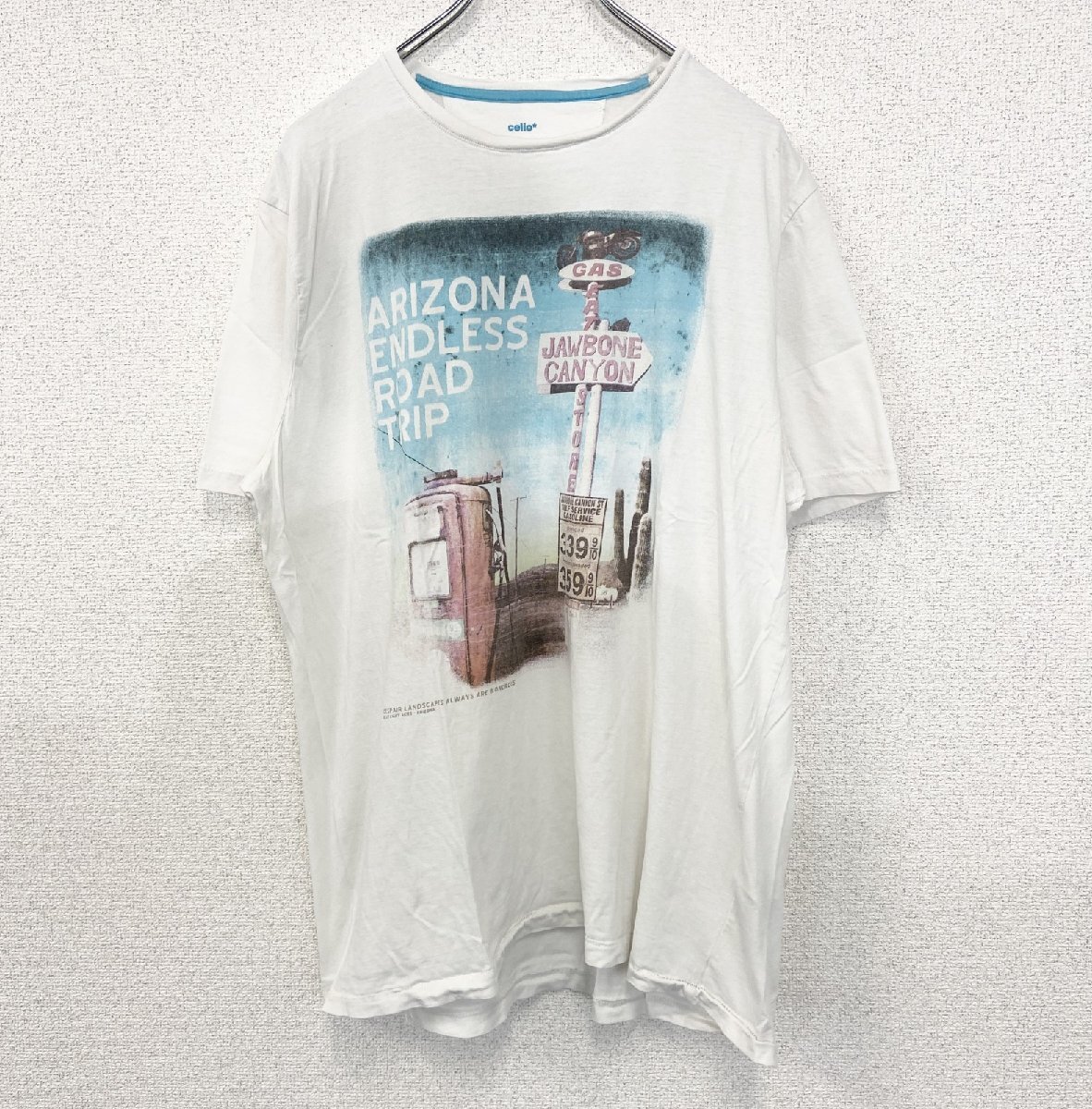 古着 used celio 半袖プリントTシャツ シングルステッチ アリゾナ カジュアル クルーネック レトロ 白 XXLサイズ拍卖