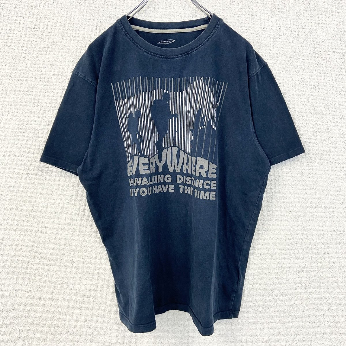 古着 used MOUNTAINRIDERS 半袖プリントTシャツ EVERY WHERE クルーネック ネイビー Lサイズ拍卖