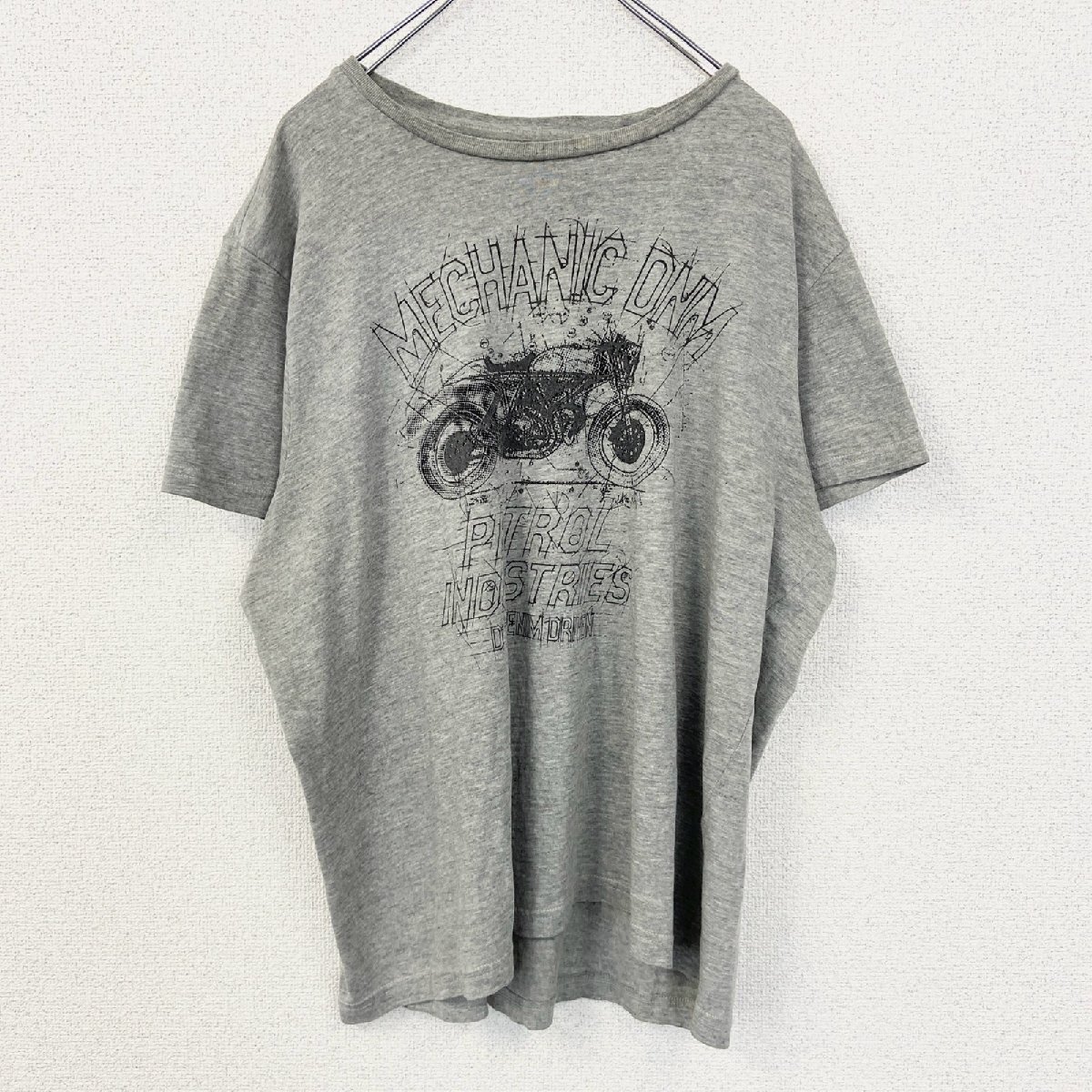 古着 used PETOROL INDUSTRIESC 半袖プリントTシャツ バイク クルーネック グレー レトロ 2XLサイズ拍卖