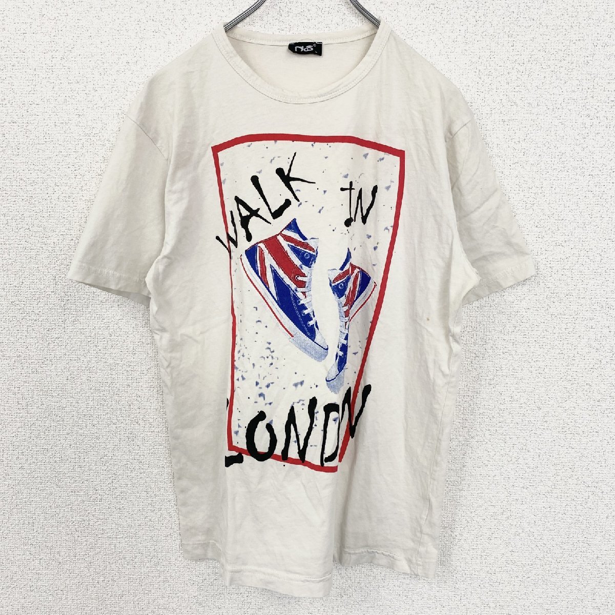 古着 used 半袖プリントTシャツ WALK IN RONDON ハイカットスニーカー レトロ 白 ホワイト Lサイズ拍卖