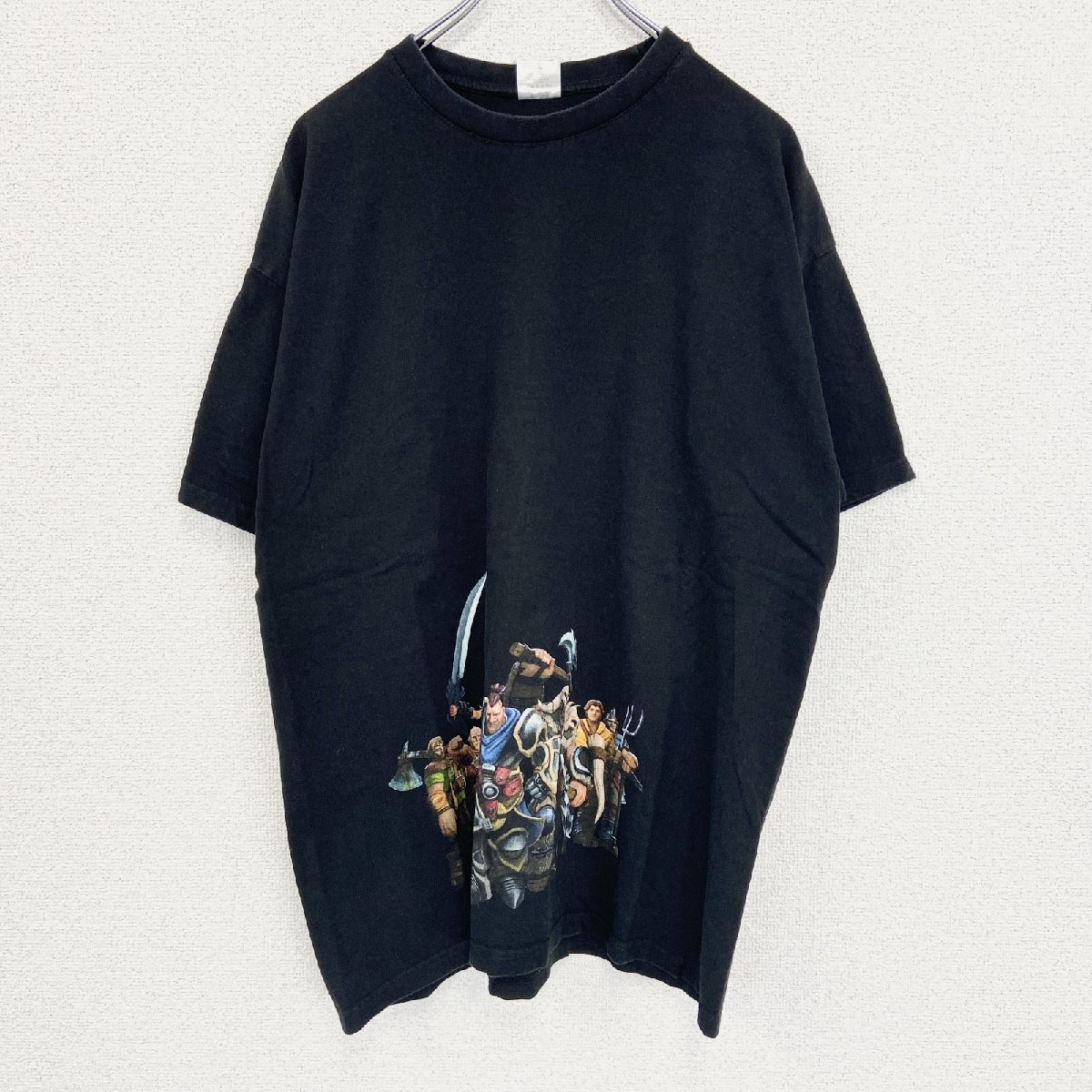 古着 used B&C ビー&シー 半袖ゲームプリントデザインTシャツ DIE SIEDLER 黒 クルーネック XLサイズ拍卖