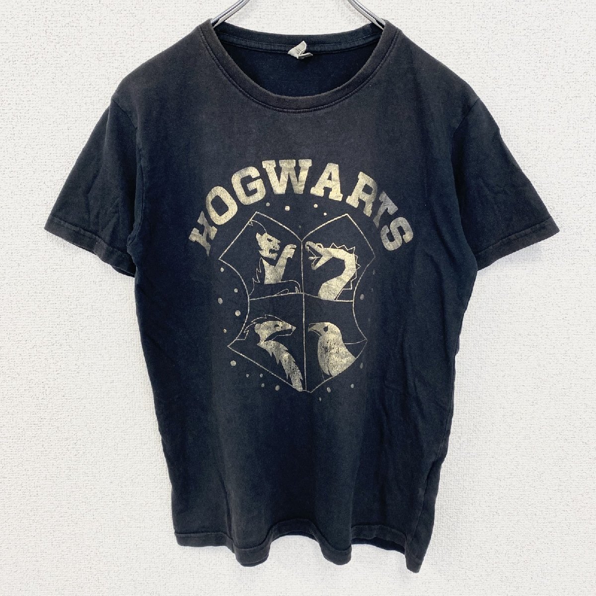 古着 used Harry Potter ハリーポッター 半袖プリントTシャツ HOGWARTS ホグワーツ 黒 ブラック拍卖