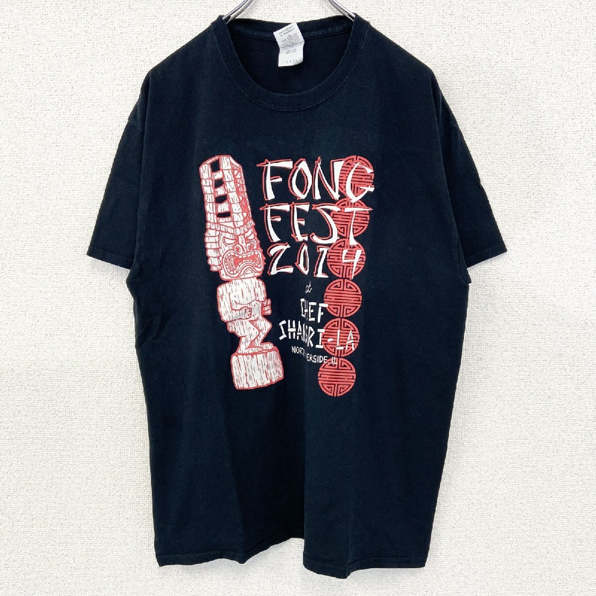 古着 used GILDAN ギルダン 半袖プリントデザインTシャツ クルーネック FONG FEST 2014 黒 Lサイズ拍卖