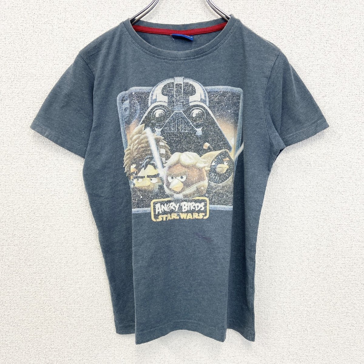 古着 used STARSWARS ANGRY BIRDS 半袖オリジナルビッグプリントTシャツ クルーネック ブルー Mサイズ拍卖